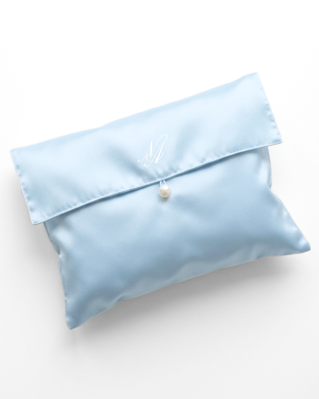 The Avenue Satin Pouch - Powder Blue Pearl