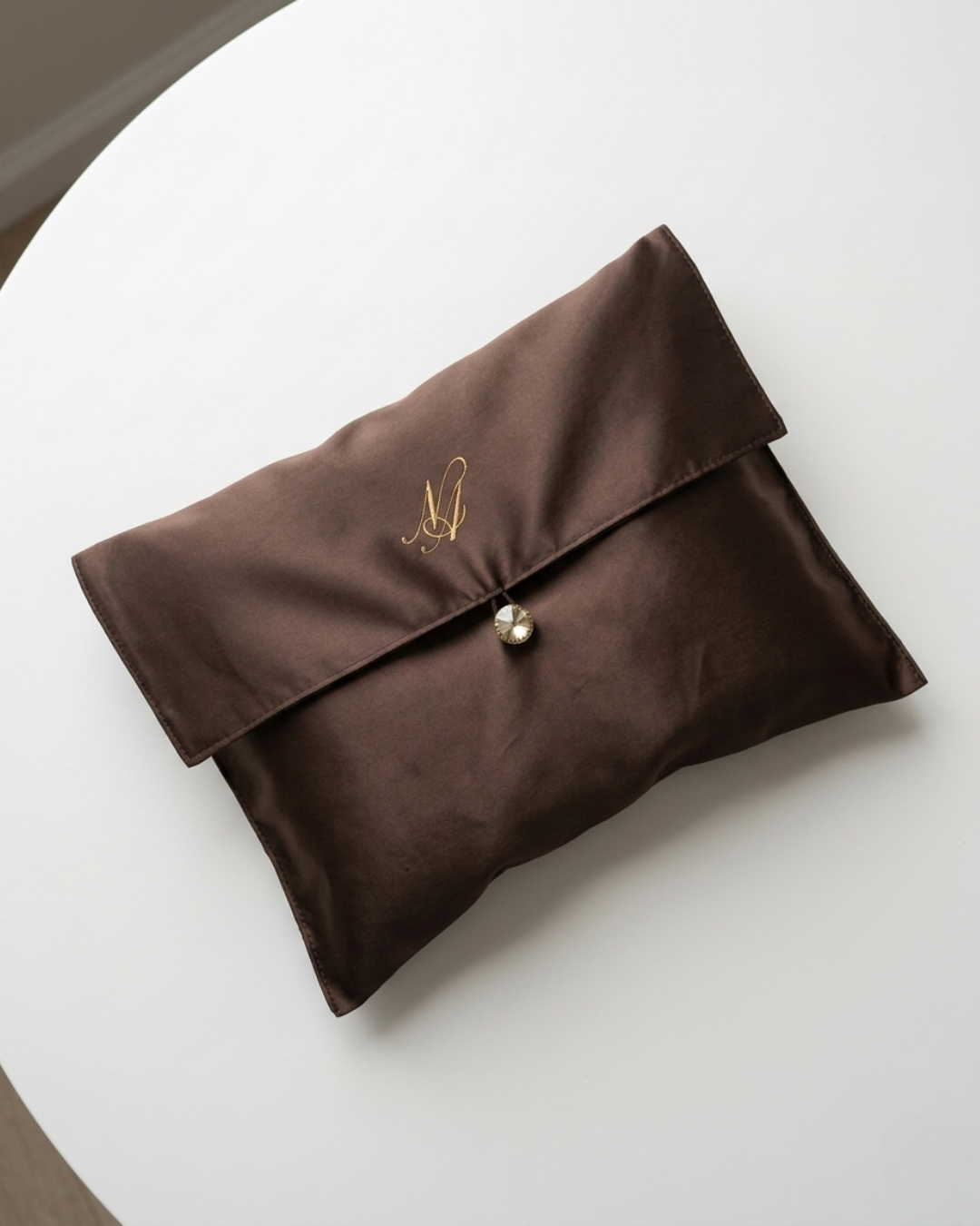 The Avenue Satin Pouch - Brow Sugar Diamond