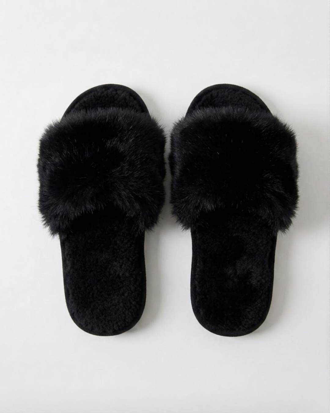 The Avenue Slipper - Black Fluffy